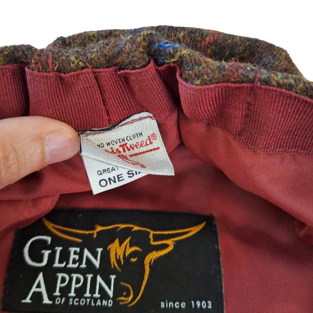 Glen Appin Scotland Harris Tweed Wool Newsboy Cap Hat Peaky Blinders Ivy League